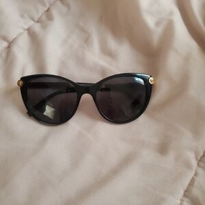 Versace Cat Eye Chic Black Woman Sunglasses with Gold Accents